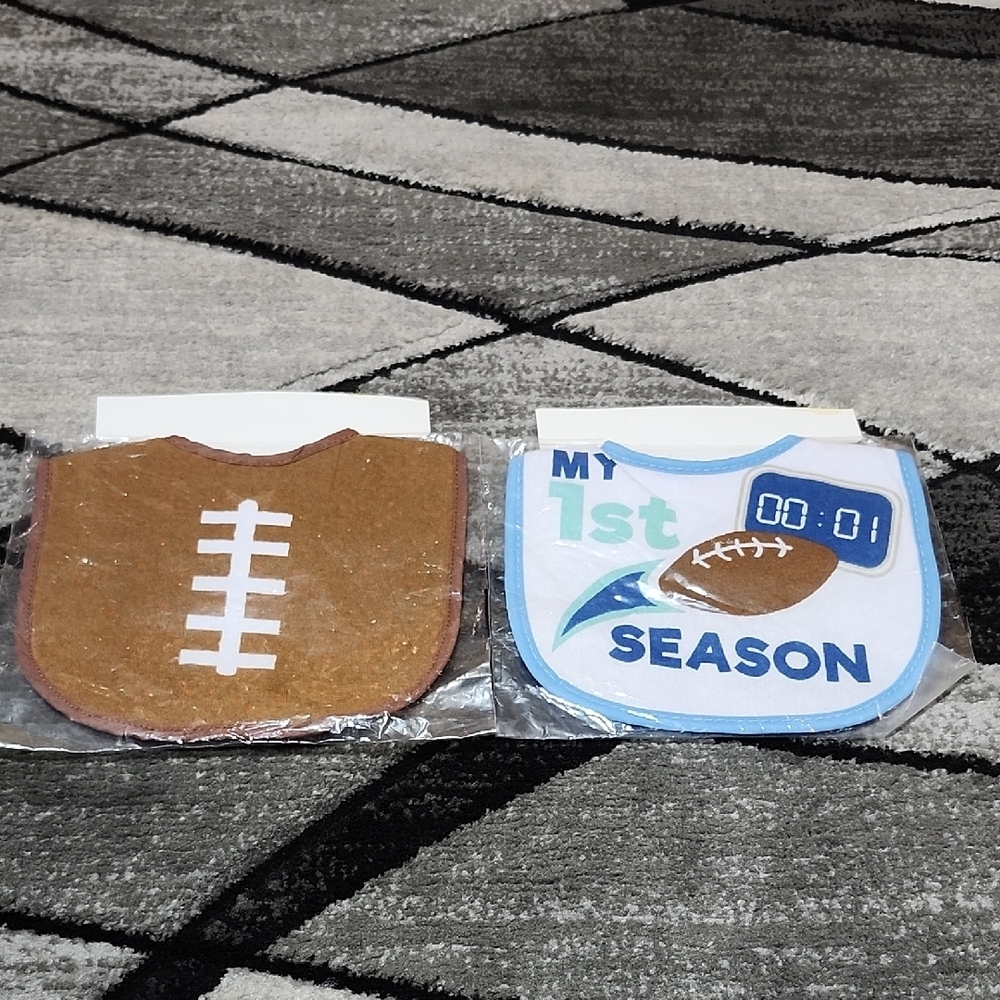 FOOTBALL THEMED SET-OF-2 BABY BIBS BUNDLE